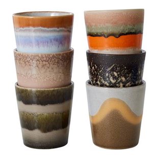 HKliving 70&apos;s Ceramics Mokken 0,23 L - Set van 6 - Elements