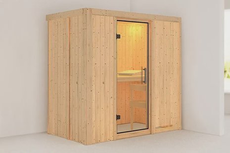Karibu | Variado Sauna met Dakkraag | Helderglas Deur | Kachel 9 kW Externe Bediening