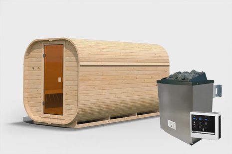 Karibu | Barrelsauna Quadro 3 | Kachel 9 kW Externe Bediening
