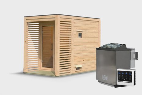 Karibu | Angkor 1 Buitensauna | Biokachel 9 kW Externe Bediening