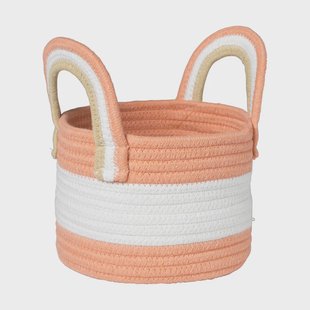 Mand colors met hengsels - oranje/wit - ø13x17 cm Mand colors met hengsels - oranje/wit - ø13x17 cm