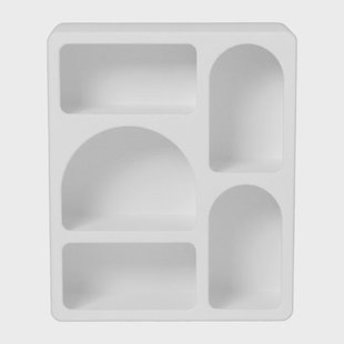 5 vakkenkast Zaha organic - MDF - wit - 48x40x15 cm 5 vakkenkast Zaha organic - MDF - wit - 48x40x15 cm