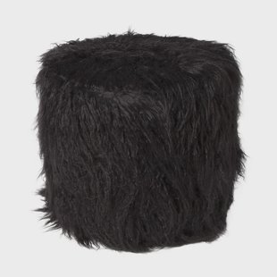 Poef fluffy - zwart - 38x42x42 cm