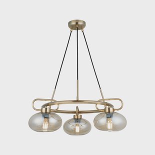 Lucea Rolan hanglamp, messingkleurig, Ø 56 cm, 3-lamps, glas