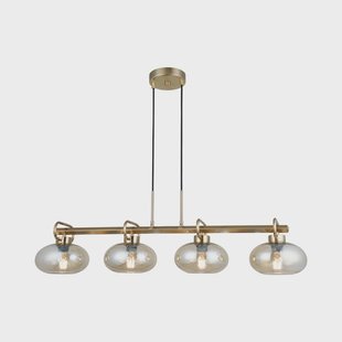 Lucea Rolan hanglamp, messingkleurig, lengte 94 cm, 4-lamps, glas