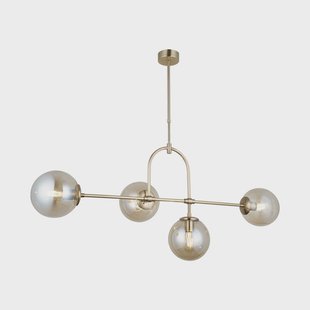 Lucea Portemo hanglamp, messing, lengte 109 cm, 4-lamps, glas