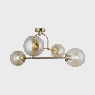 Lucea Portemo plafondlamp, messing, lengte 83 cm, 4-lamps, glas