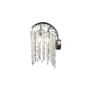 Lucea Druif wandlamp, parelzwart, 2-lamps, kristalglas
