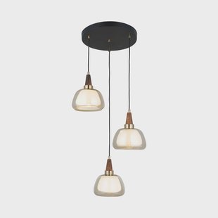 Lucea Ermo hanglamp, rond, 3-lamps, messing, Ø 47 cm, glas