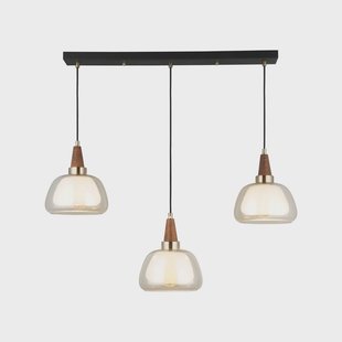 Lucea Ermo hanglamp, lineair, 3-lamps, messing, lengte 81 cm, glas