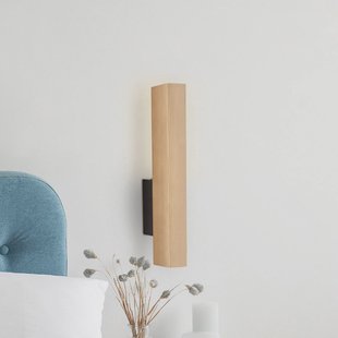 TK Lighting LED-wandlamp van hout Teo, grenen, 31 cm, 3000 K