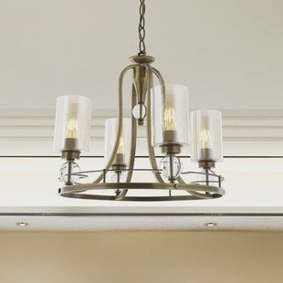 Avonni Kroonluchter Jadina, goud antiek, 4-lamps, Ø 50 cm metaal/glas