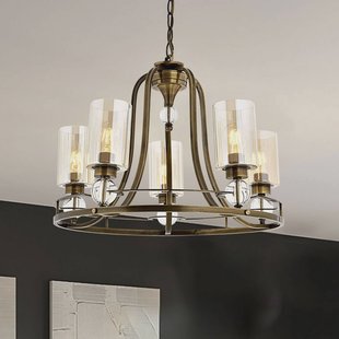 Avonni Kroonluchter Jadina, goud antiek, 5-lamps, Ø 62 cm metaal/glas
