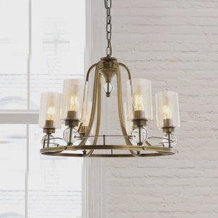 Avonni Kroonluchter Jadina, goud antiek, 6-lamps, Ø 62 cm metaal/glas