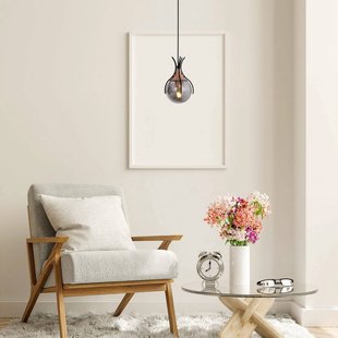 Avonni Hanglamp Sinka, rookgrijs/zwart, Ø 13 cm, glas/metaal