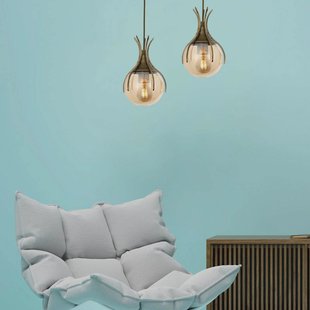 Avonni Hanglamp Sinka, amber/goud antiek, Ø 13 cm, glas/metaal