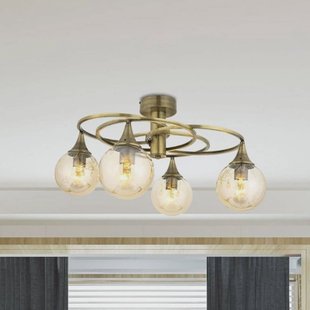 Avonni Binah plafondlamp amber/antiek goud 4-lamps Ø 60 cm glas/metaal