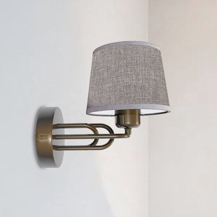 Avonni Lazar wandlamp, grijs/goud antiek, Ø 20 cm, textiel/metaal