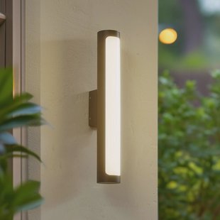 Lucande LED buiten wandlamp Tuberia, antraciet, metaal, Ø 7cm