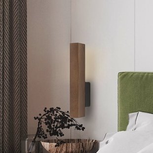 TK Lighting LED-wandlamp van hout Teo, walnoot, 31 cm, 3000 K