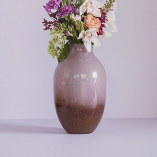 Hübsch Posy vaas, glas, roodbruin/olijfroze, hoogte 37 cm