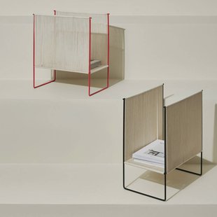 Hübsch tijdschriftenhouder String, katoen, crème wit/zwart