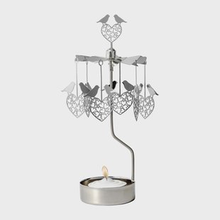 Pluto Design Draaiende waxinelichtjeshouder vogelhartje Zilver