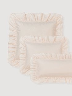 Gewassen katoenen perkal kussensloop Louane met ruches