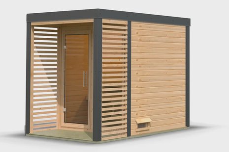 Karibu | Ares 1 Buitensauna | Onbehandeld-Antraciet