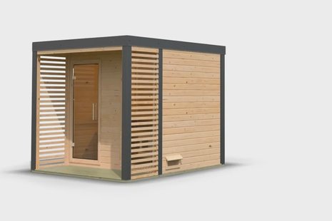 Karibu | Ares 2 Buitensauna | Onbehandeld-Antraciet