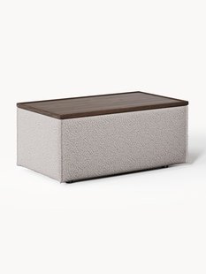 Voetenbank Lennon van bouclé met opbergruimte Voetenbank Lennon van bouclé met opbergruimte