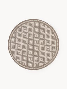 Ronde outdoor dubbelzijdig vloerkleed Reddy met ruitjesmotief
