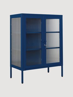 Metalen vitrinekast The Mixer met geribbeld glas