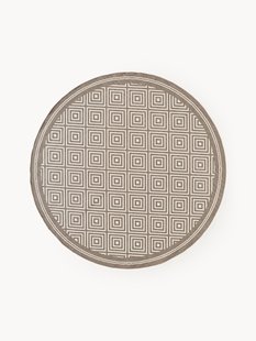 Ronde outdoor dubbelzijdig vloerkleed Reddy met ruitjesmotief