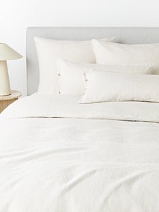 Gewassen linnen dekbedovertrek Rinna met fijne strepen