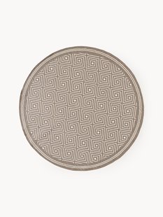 Ronde outdoor dubbelzijdig vloerkleed Reddy met ruitjesmotief