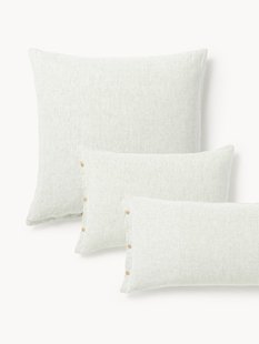 Gewassen linnen kussenhoes Rinna met fijne strepen