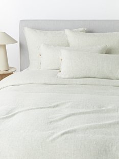 Gewassen linnen dekbedovertrek Rinna met fijne strepen