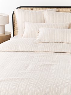 Gewassen linnen dekbedovertrek Telma met strepen