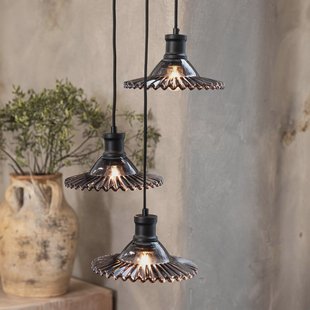 Markslöjd Novia hanglamp, zwart, rookglas, 3-lamps, Ø 22 cm