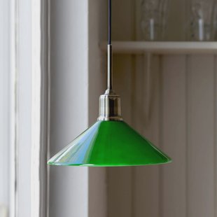 Markslöjd Hanglamp Vela, groen/oud messing, glas/ijzer Ø 25 cm stekker