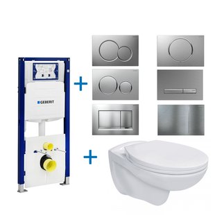 Geberit UP320 Toiletset Compleet | Inbouwreservoir | Basic Pro Randloos Wit | Met drukplaat | SET01