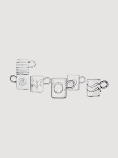 Handgemaakte espresso kopjes Deco' Clear, set van 6 Handgemaakte espresso kopjes Deco' Clear, set van 6
