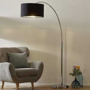 Searchlight Mara booglamp, metaal, textiel, chroom, zwart