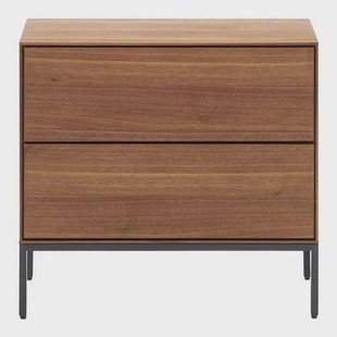 Kave Home - Vedrana bijzettafel, 2 laden in walnootfineer en zwarte