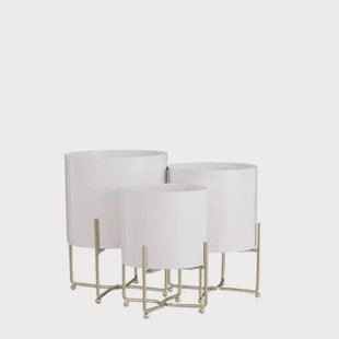 Mica Decorations Aries Bloempot - Set van 3 - H32 x Ø24 cm - Wit Mica Decorations Aries Bloempot - Set van 3 - H32 x Ø24 cm - Wit