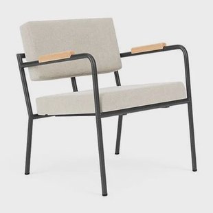 FÉST Monday fauteuil met amleuning zwart|naturel Soil 01 natural