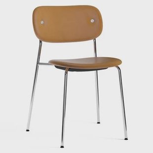 Audo Copenhagen Co eetkamerstoel gestoffeerd leder Dakar 0250 chroom