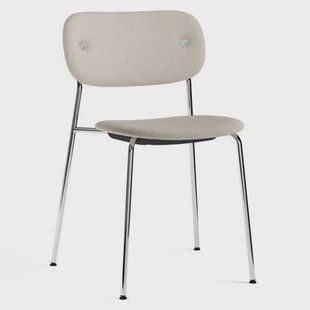 Audo Copenhagen Co eetkamerstoel gestoffeerd Doppiopanama 4 chroom