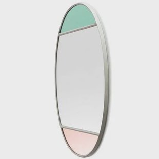 Vitrail spiegel ovaal lichtgrijs